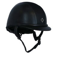 Charles Owen Cap AYR8 PLUS Leather Look Black Silver Agradi