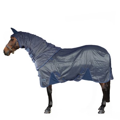 Harrys Horse Couverture Anti-Mouches Mesh Reflective avec Cou Indépendant Bleu Acier