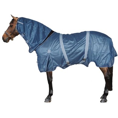 BR Fly Rug Anti-Bacterial Lemongrass with a Fixed Hood Captain's Blue 130/175