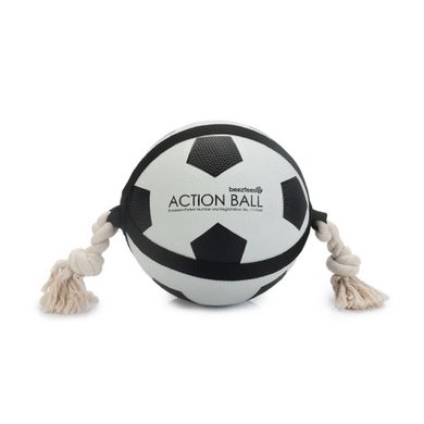 Beeztees Football Action with Rope White Black