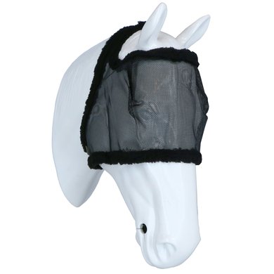 Harrys Horse Fly Mask with Fur Binding Black