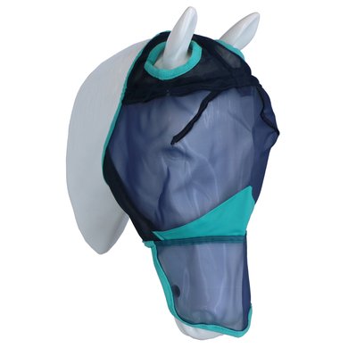 Weatherbeeta Fly Mask Comfitec Fine Mesh with Nose Navy/Turquoise