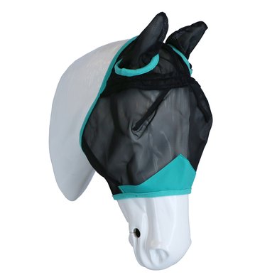 Weatherbeeta Fly Mask Comfitec Fine Mesh with Ears Black / Turquoise