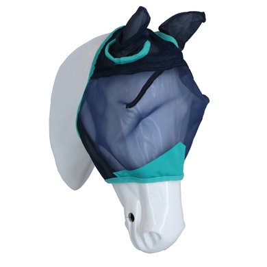 Weatherbeeta Fly Mask Comfitec Fine Mesh with Ears Navy/Turquoise