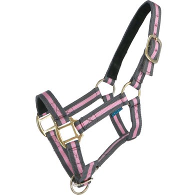 Norton Halter Nylon with Leather Lined Grey/Pink Shetland