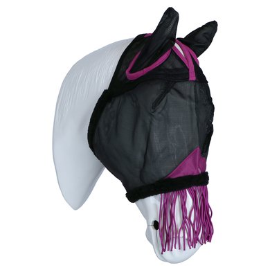 Weatherbeeta Fly Mask Comfitec Deluxe Durable Mesh with Ears and Tassels Black/Purple