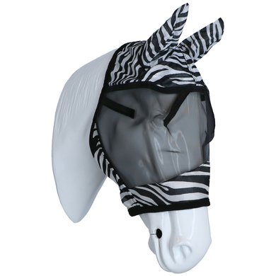 Kerbl Fliegenmaske RugBe mit Ohrbedeckung Schwarz/Zebra Warmblut