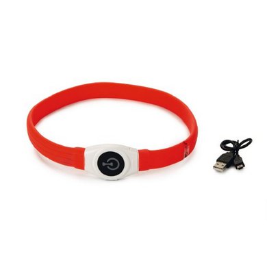 Beeztees Collier pour Chien Safety Gear Glowy Rouge 65x2,5cm