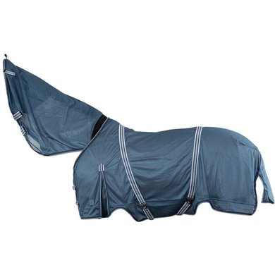 BR Fly Rug Anti-Bacterial Lemongrass with a Fixed Hood Captain's Blue