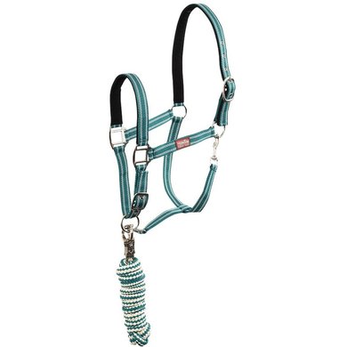 Premiere Head Collar Set with a Panic Snap Teal Green Shetland