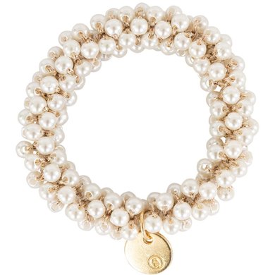 BR Haarelastiek Beads set/2 White Pearl One Size
