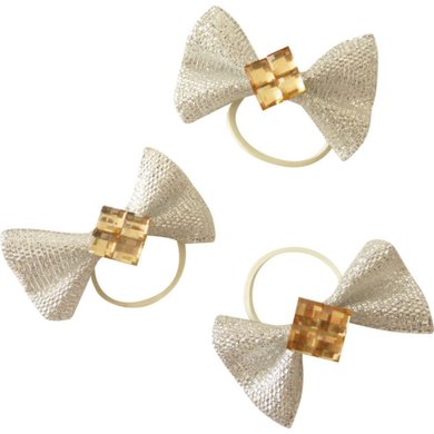 EQUITHÈME Elastic Bands Bows with Rhinestones Gold 20 pieces