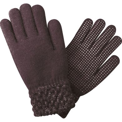 Agradi Gloves Lamé with Pimple Dots Choco One Size