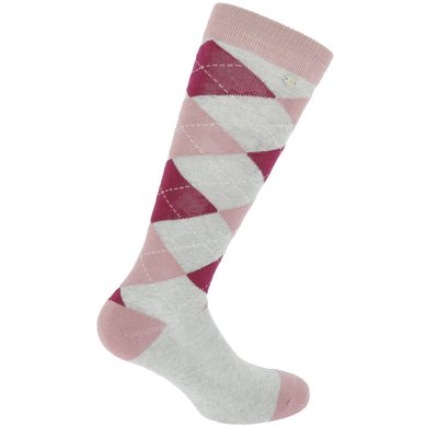 EQUITHÈME Socks Argyle Lurex Gray-Old Pink 39-41