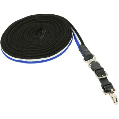 Norton Lunging Side Rope Lined/Leather Black/White/Blue 8m
