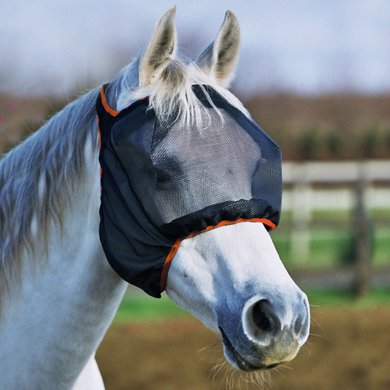 Equilibrium Fly Mask Field Relief Midi without Ears Black/Orange
