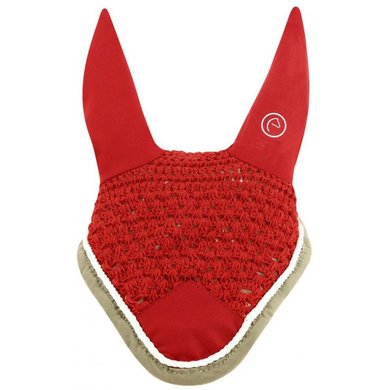 EQUITHÈME Bonnet Anti-Mouches Polyfun Rouge/Taupe