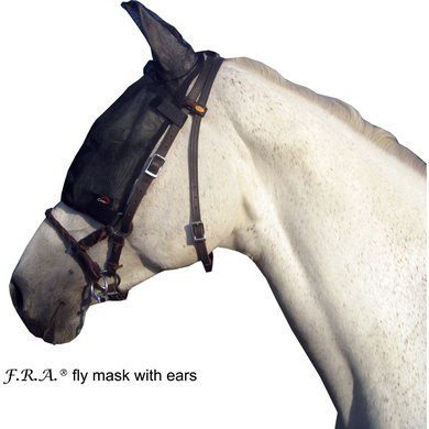 F.R.A. Cavallo Horse & Rider Masque Anti-Mouches avec Oreilles Noir