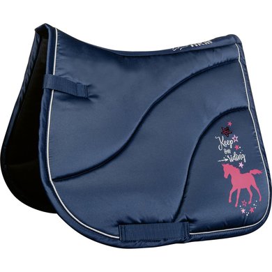 HKM Zadeldekje Keep on Riding Donkerblauw Pony Dressuur