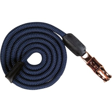 HKM Lead Rope Rosegold Glamour With Panic Hooks Darkblue/RoseGold 180 cm