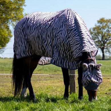HKM Vliegendeken Zebra met Hals Roze/Grijs