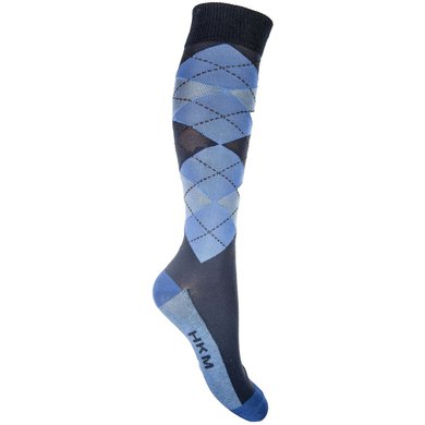 HKM Sokken Check Classico Donkerblauw/Middle Blue