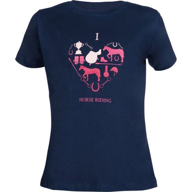 HKM T-Shirt I Love Horse Riding Donkerblauw