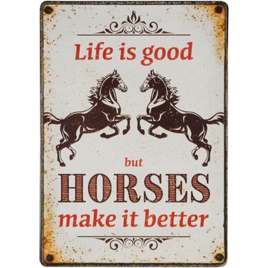 Red Horse Warnungsschild Life is Good Metall