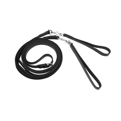 Horka Draw Reins Web With Leather 2 Loops Black/Silver