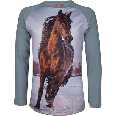 Red Horse T-Shirt Pixel Grey