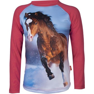 Red Horse T-Shirt Pixel Framboise
