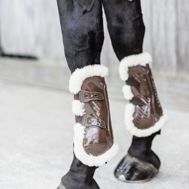 Kentucky Horsewear Tendon Boots Bamboo Elastic Vegan Sheepskin Brown