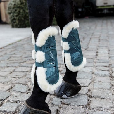 Kentucky Horsewear Tendon Boots Bamboo Elastic Vegan Sheepskin Emerald