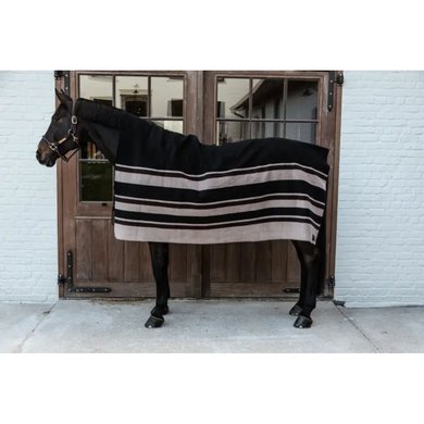 Kentucky Fleece Rug Heavy Square Stripes Brown/Beige 210x200cm