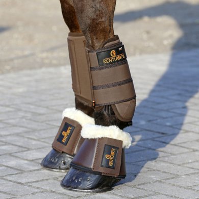 Kentucky Horsewear Bell Boots Sheepskin Leather Brown