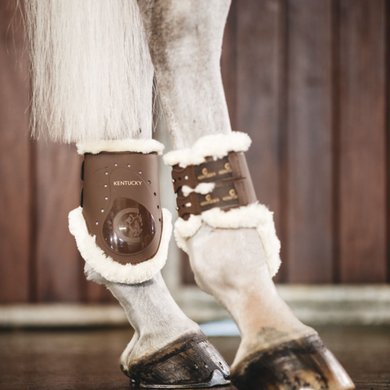 Kentucky Horsewear Fetlock Boots Sheepskin Elastic Brown Full