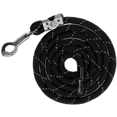 Covalliero Lead Rope Reflective with a Panic Snap Black/Silver
