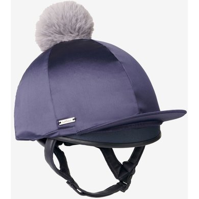 Luxury Crushed Velvet Faux Fur Pompom Riding Hat Silk Cover Equestrian Purple 