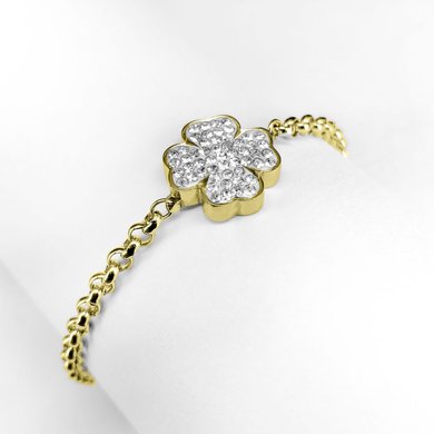Ponytail&Co Bracalet Clover with CZ Stones Gold 15+5cm