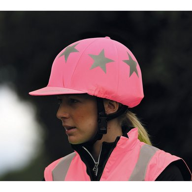 Shires EQUI-FLECTOR® Hat Cover  Orange and Pink in Stock 
