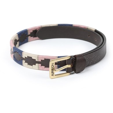 Aubrion by Shires Ceinture Skinny Polo Navy/Rose/Naturel 60cm