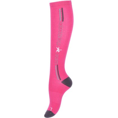 Schockemöhle Chaussettes d'Équitation Sporty Logo Hot Pink One Size