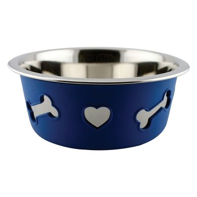 Weatherbeeta Dog Bowl Non-Slip Stainless Steel Silicone Bone Bleu 16cm