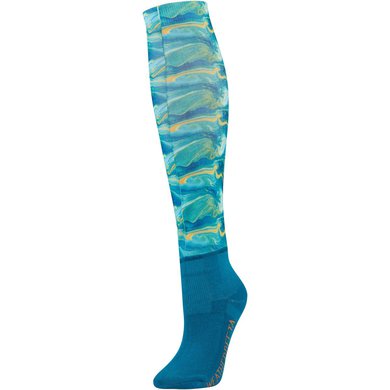 WB Sokken Stocking Swirl Marble Blauw/Oranje One Size