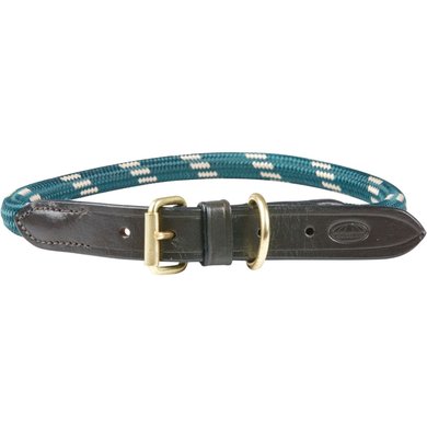 Weatherbeeta Dog Collar Rope Leather Hunter Green/Brown