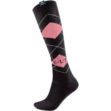 ELT Riding Socks Karo Black/Flamingo