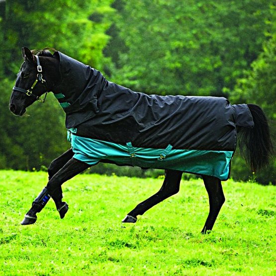 Horseware Mio T/O Med 200g Turnout Blanket Waterproof Black/Turq & Black HW 20 