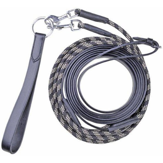 HKM Leather/Cord  Draw Reins Black FREE DELIVERY 