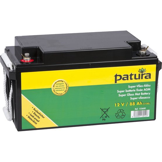 PATURA Vlies-Akku für 12 Volt Akkugeräte 50 AH Weidezaunbatterie Weidezaun 