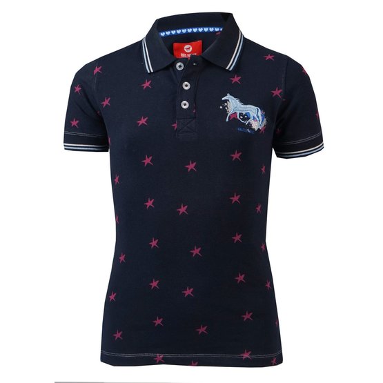 navy blue polo shirt with red horse